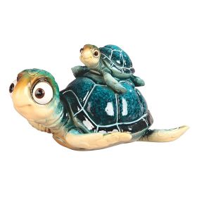 6"W Blue Sea Turtle with Baby Figurine Home Decor Gift
