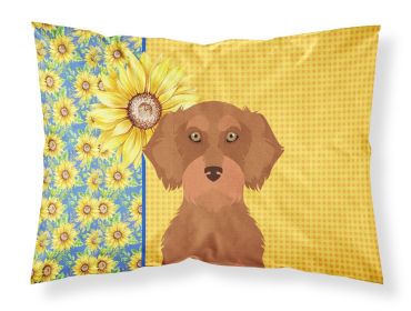 Summer Sunflowers Wirehair Red Dachshund Standard Pillowcase Lightweight Super Soft Easy Care Decorative Artwork Pillowcase, Standard