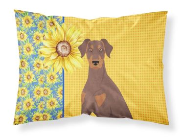 Summer Sunflowers Natural Ear Red and Tan Doberman Pinscher Standard Pillowcase Lightweight Super Soft Easy Care Decorative Artwork Pillowcase
