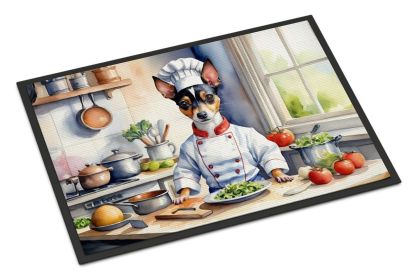 NEW Rat Terrier The Chef Doormat Front Door Mat Indoor Outdoor Rugs for Entryway, Non Slip Washable Low Pile, 18H X 27W