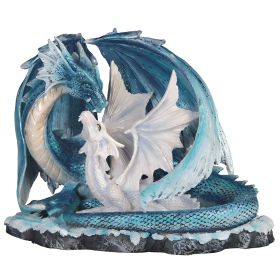 7"W Blue Dragon with Baby Figurine Home Decor Gift