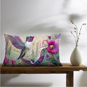 2 Pcs Of Tropical Hummingbird Art Bedroom Satin Printed Soft And Skin Friendly Pillowcase Suitable For All Seasons (Option: 51x66cm-Purple)